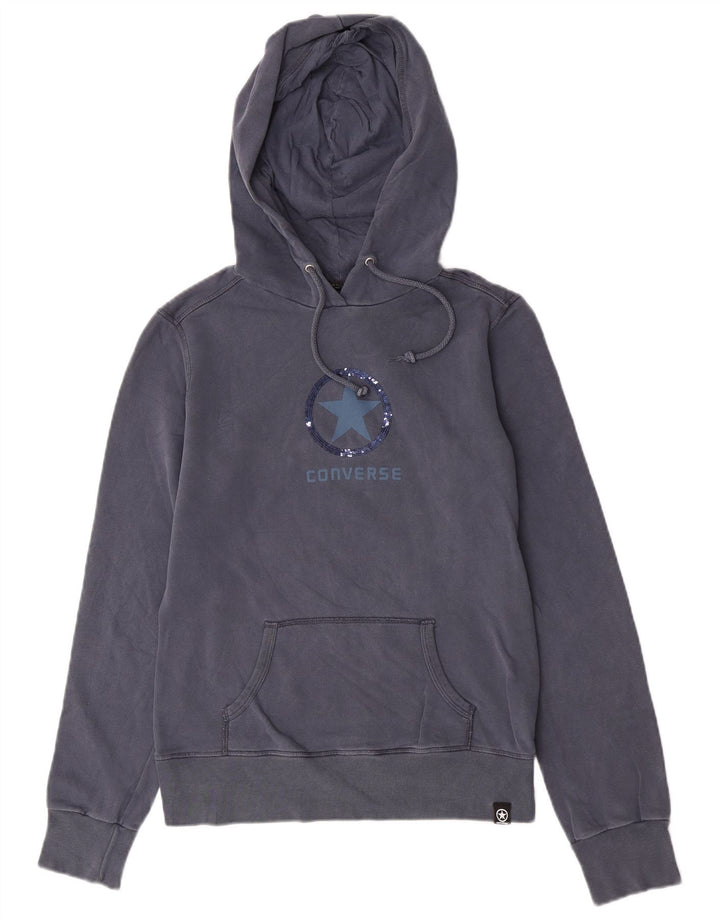 Converse feminino gráfico moletom com capuz UK 16 grande algodão azul