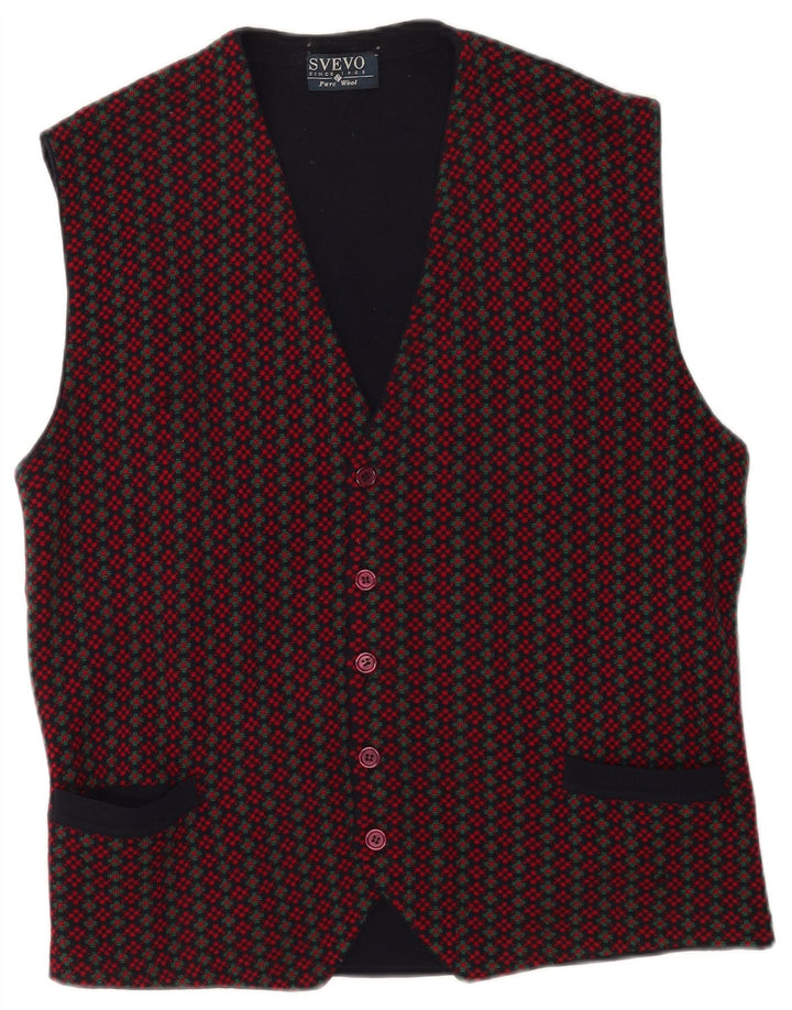 Colete masculino de malha Svevo XL azul marinho de lã geométrica