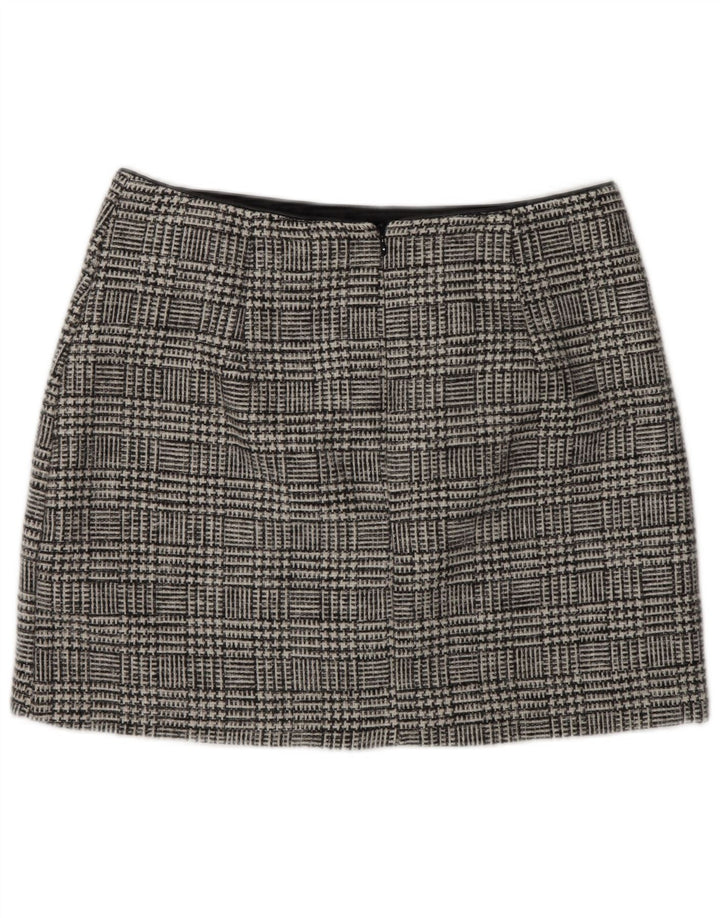 Mini saia feminina Oasis Reino Unido 14 grande W32 cinza Houndstooth