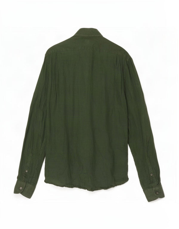 Camisa masculina Reiss Regular Fit linho verde médio