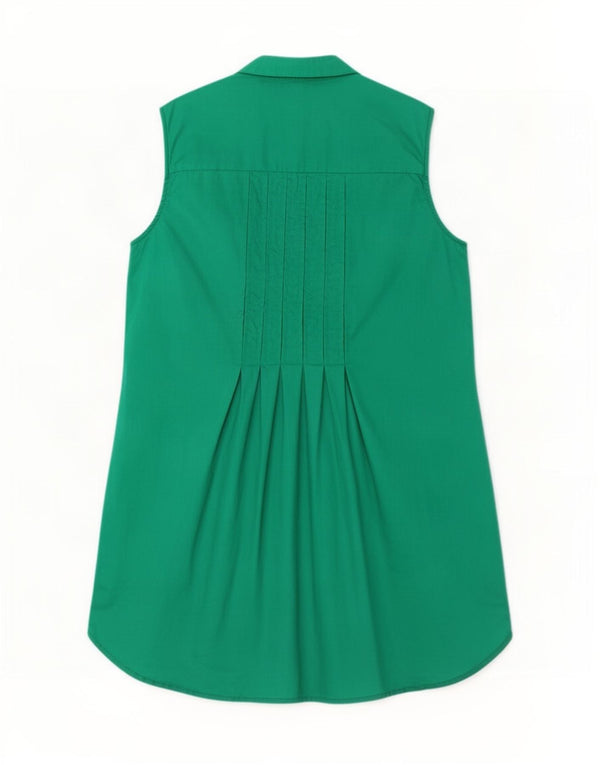 Vestido camisa sem mangas feminino Zara Reino Unido 10 pequeno algodão verde
