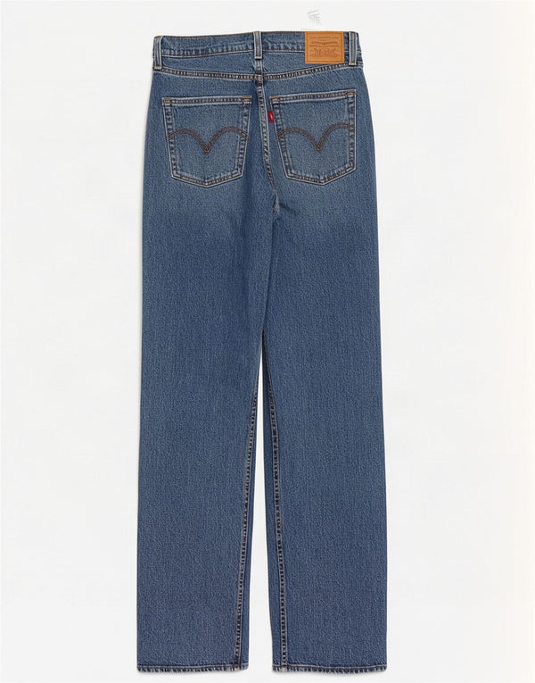 Jeans feminino Levi's Ribcage High Rise Straight W28 L32 Azul Algodão