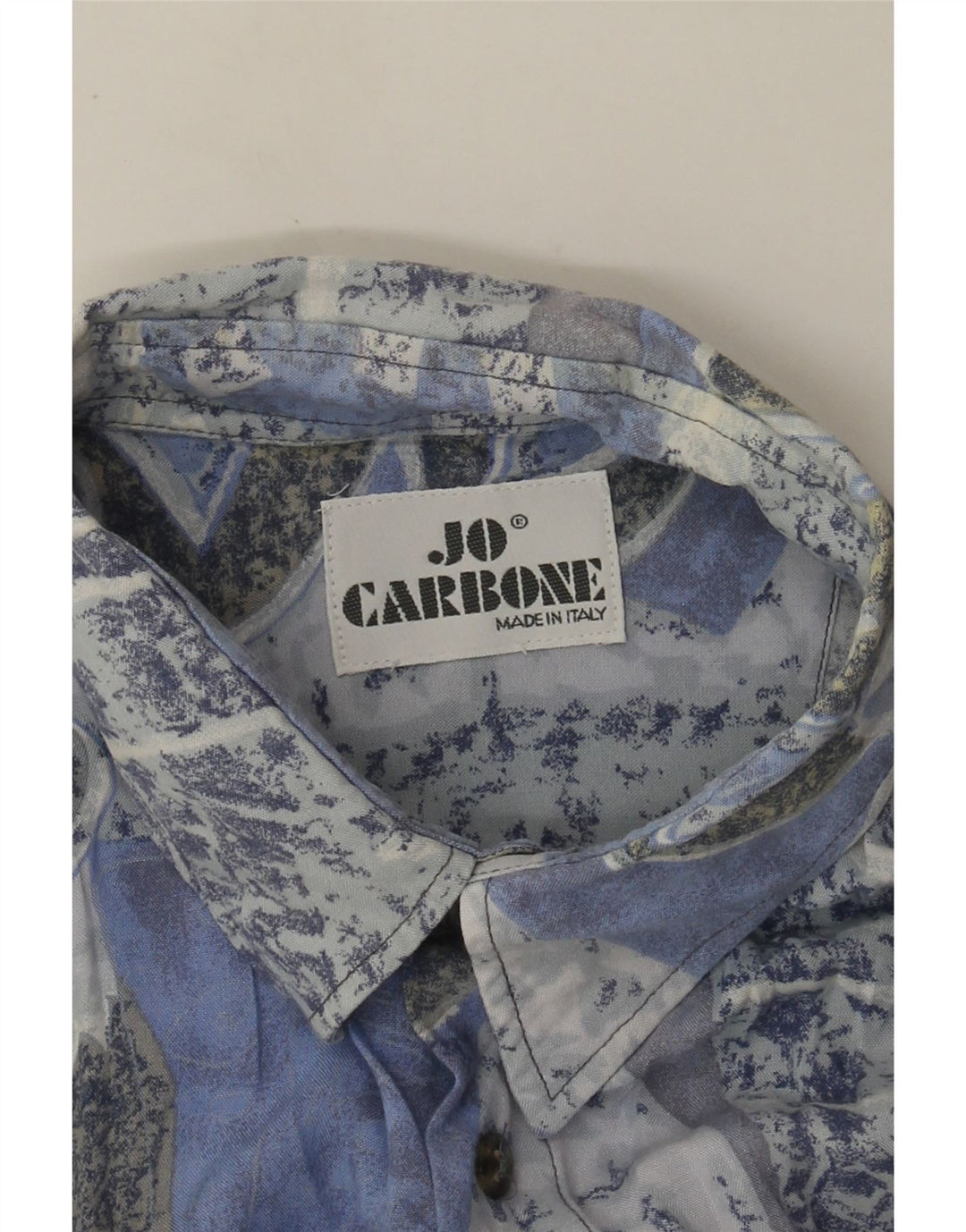 Camisa masculina vintage abstrata padrão manga curta azul grande