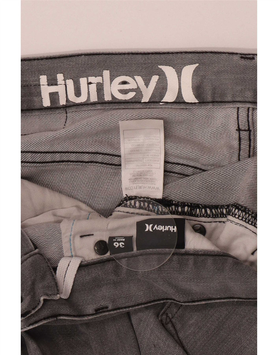 Calça jeans reta masculina Hurley W36 L33 algodão cinza