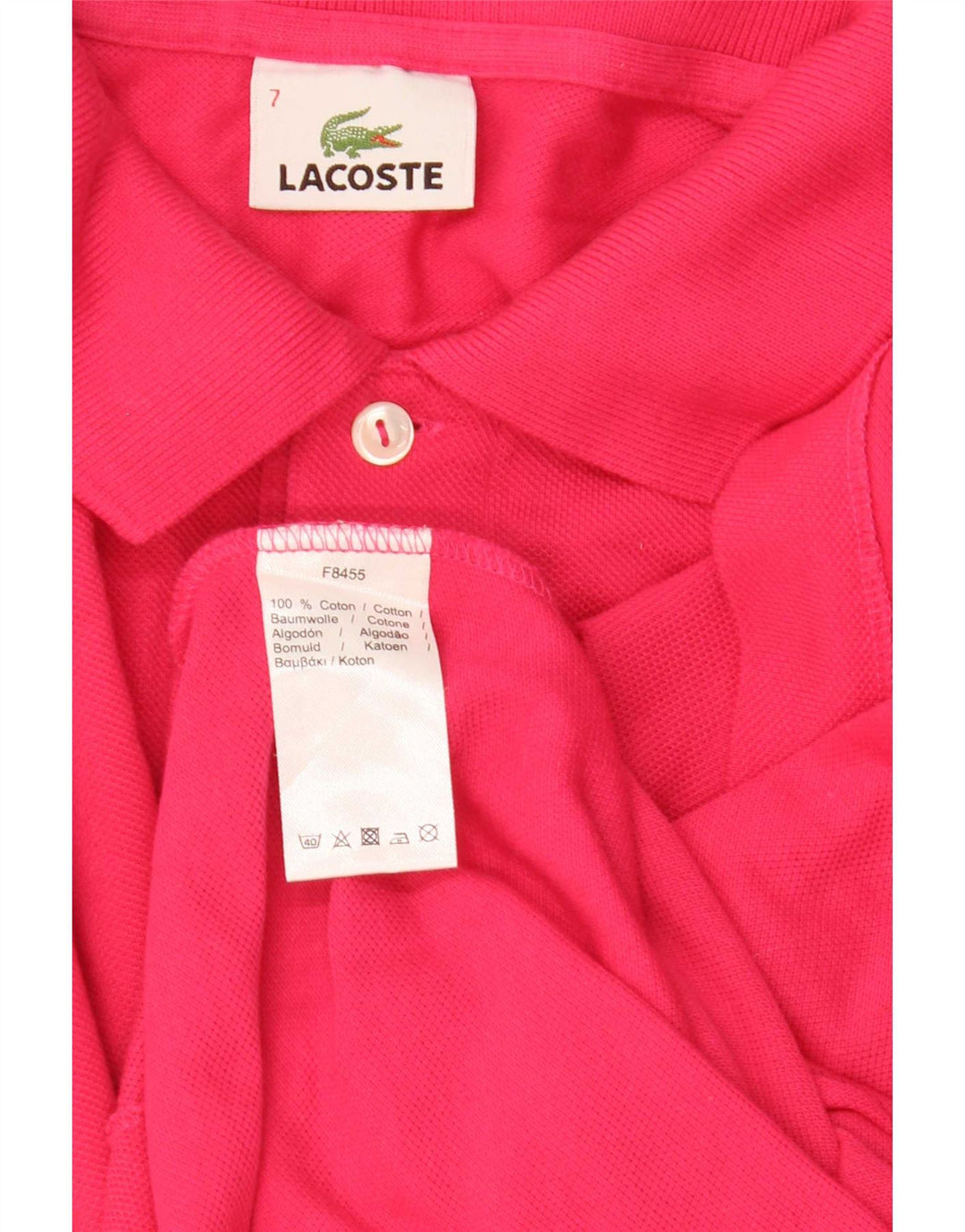 Camisa polo masculina Lacoste tamanho 7 2XL algodão rosa
