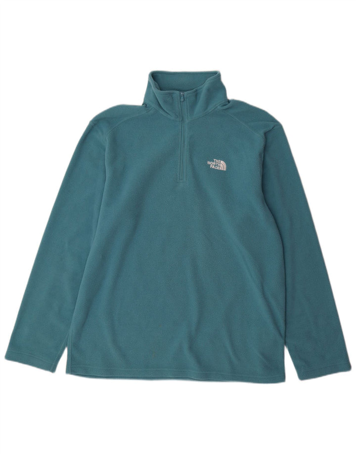 Suéter de lã masculino The North Face com zíper e gola grande azul poliéster