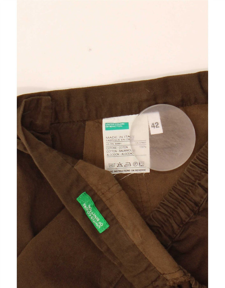 Shorts casuais femininos Benetton IT 42 médio W28 algodão marrom