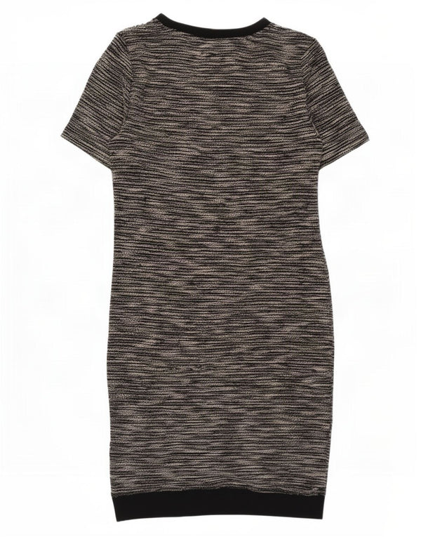 Vestido bainha feminino Marks & Spencer Reino Unido 8 poliéster manchado bege pequeno