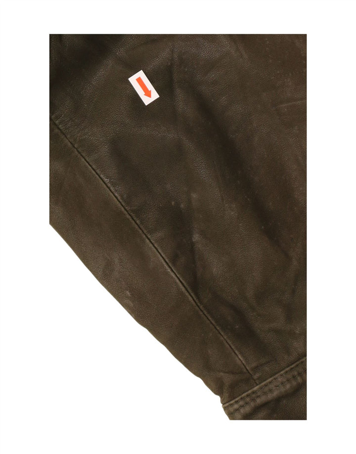 Jaqueta de couro masculina vintage IT 52 XL couro cáqui