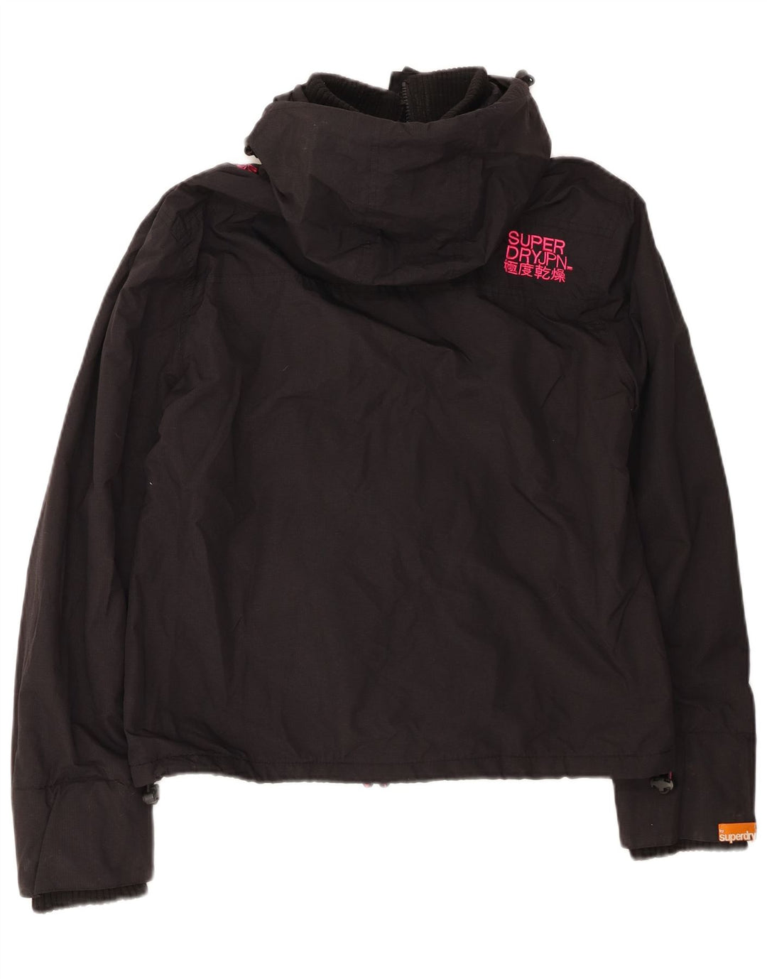 Jaqueta corta-vento feminina Superdry com capuz UK 18 XL preto nylon