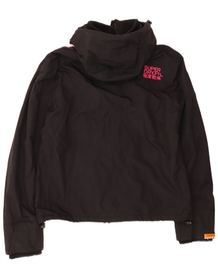 Jaqueta corta-vento feminina Superdry com capuz UK 18 XL preto nylon