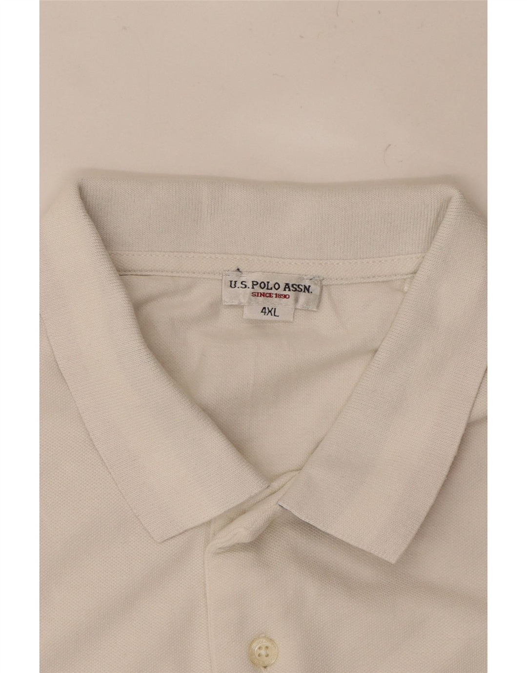 U.S. POLO ASSN. Mens Polo Shirt 4XL White Cotton Vintage U.S. Polo Assn. and Second-Hand U.S. Polo Assn. from Messina Hembry 