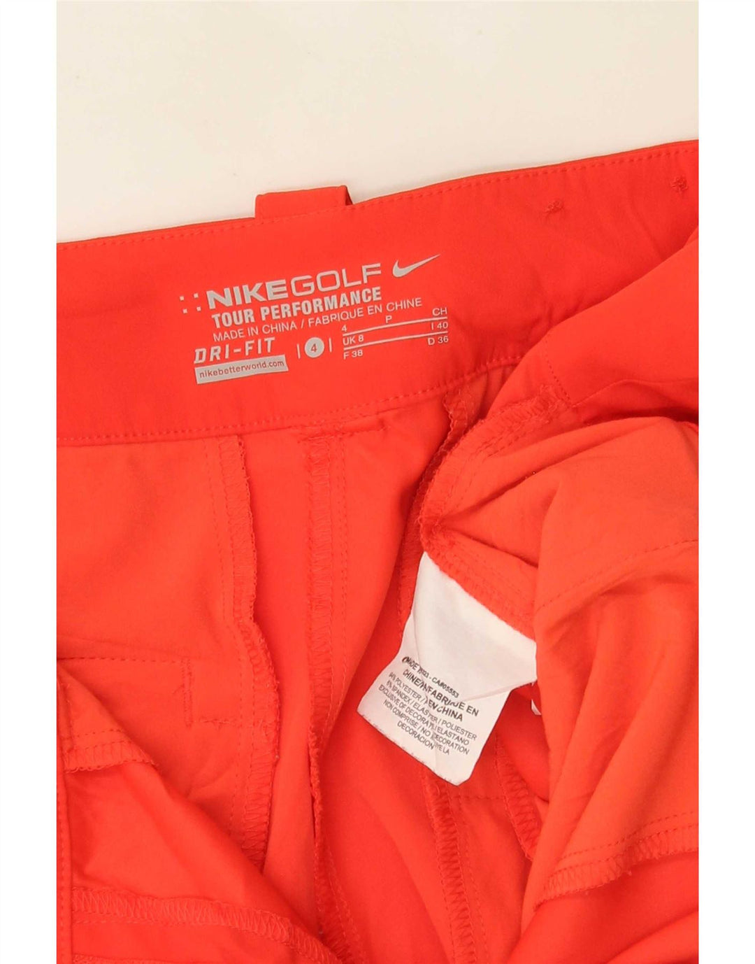 Shorts Nike Dri Fit Chino Feminino UK 8 Pequeno W27 Poliéster Vermelho