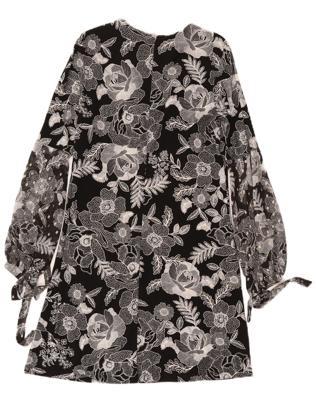 Vestido feminino Tommy Hilfiger manga comprida, tamanho 4, pequeno, preto, floral