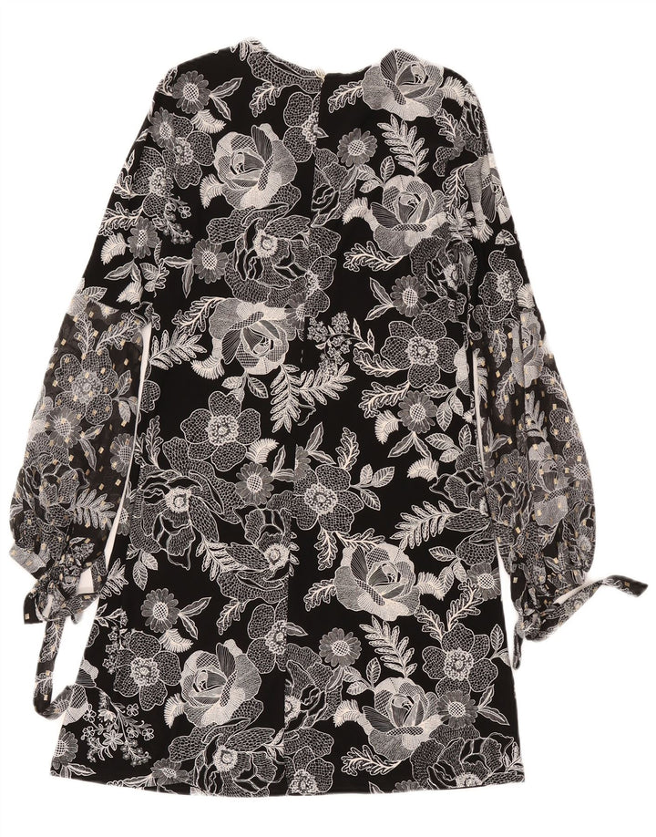 Vestido feminino Tommy Hilfiger manga comprida, tamanho 4, pequeno, preto, floral