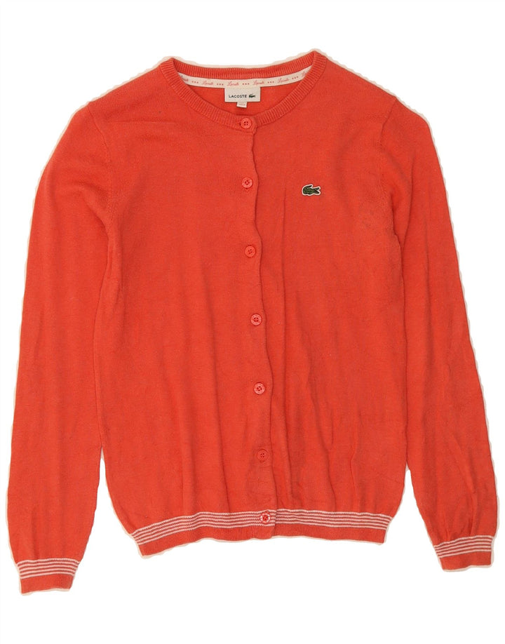 LACOSTE Girls Cardigan Sweater 11-12 Years Orange Cotton Vintage Lacoste and Second-Hand Lacoste from Messina Hembry 
