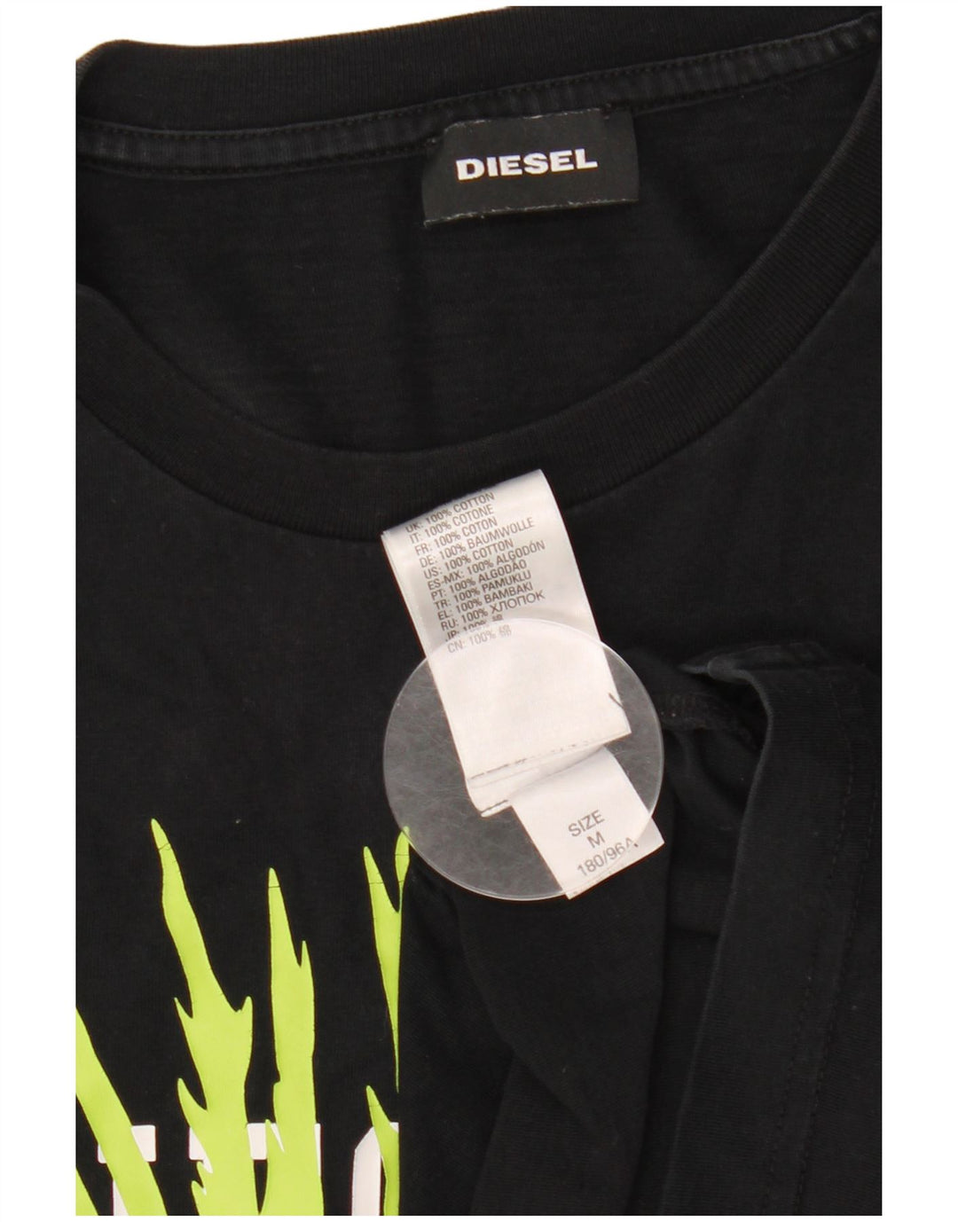 Camiseta feminina gráfica DIESEL UK 14 algodão preto médio