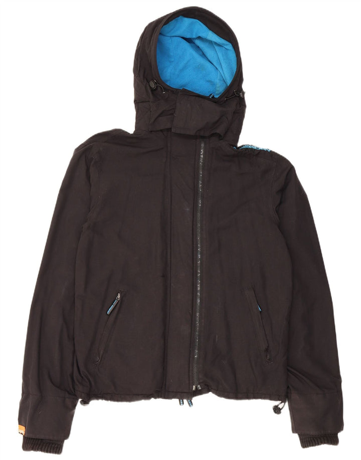 Jaqueta corta-vento masculina Superdry com capuz gráfico Reino Unido 38 médio preto nylon