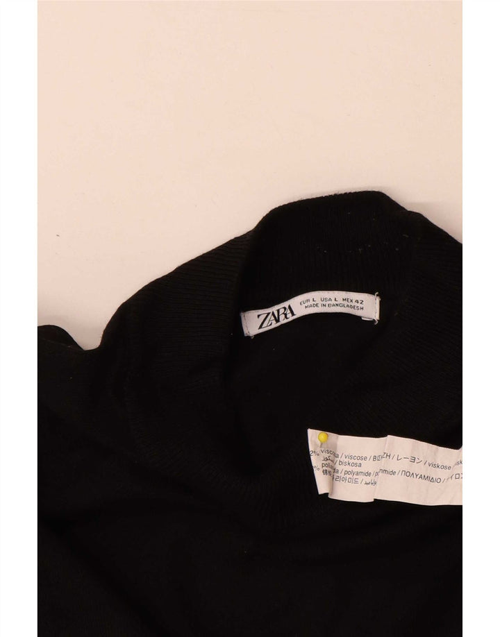 Zara Suéter masculino com gola tartaruga grande viscose preta