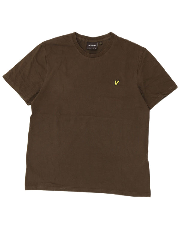 Lyle & Scott Camiseta masculina grande de algodão cáqui