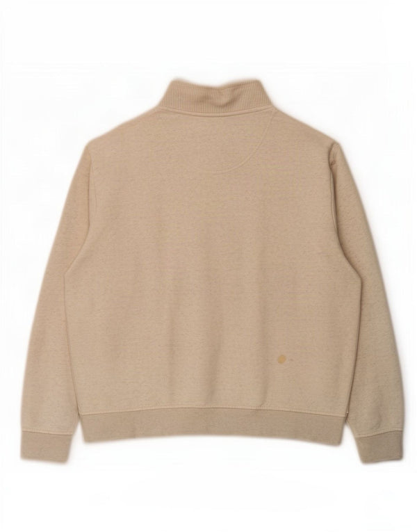 Suéter masculino Orvis com zíper e gola 2XL de algodão manchado branco