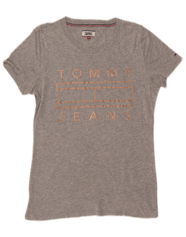 Camiseta feminina TOMMY HILFIGER com estampa gráfica UK 6 XS cinza