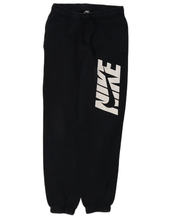 Nike Womens Graphic Tracksuit Calças Joggers UK 4 XS Algodão Preto