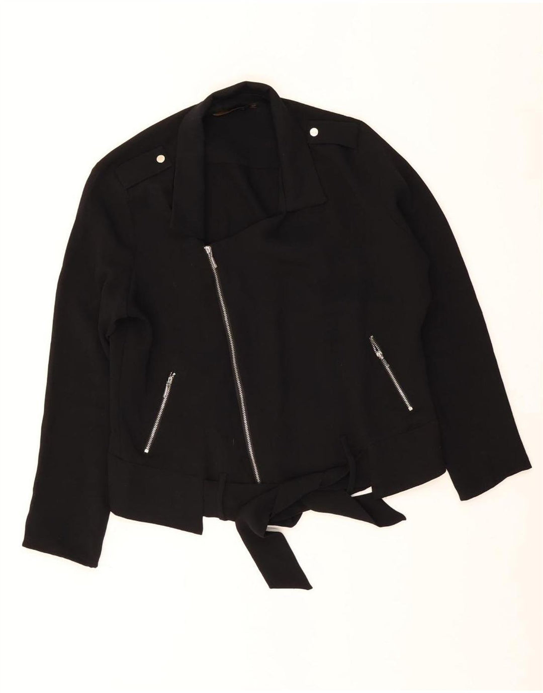 Zara Womens Biker Jacket UK 14 Médio Preto