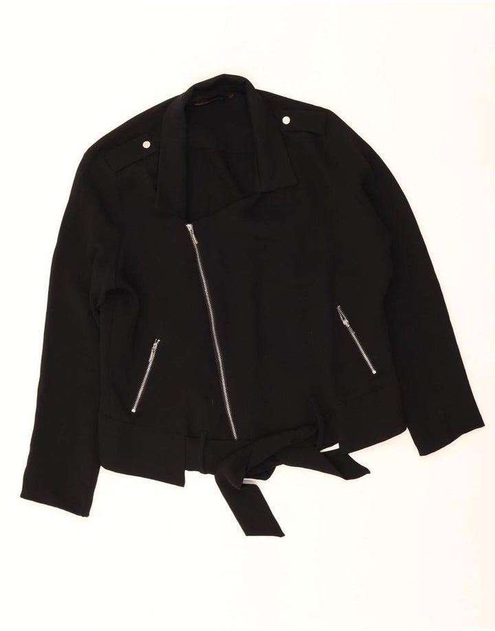 Zara Womens Biker Jacket UK 14 Médio Preto