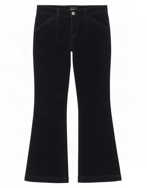 Calça Calvin Klein Jeans Feminina Bootcut Corduroy W29 L28 Azul Marinho