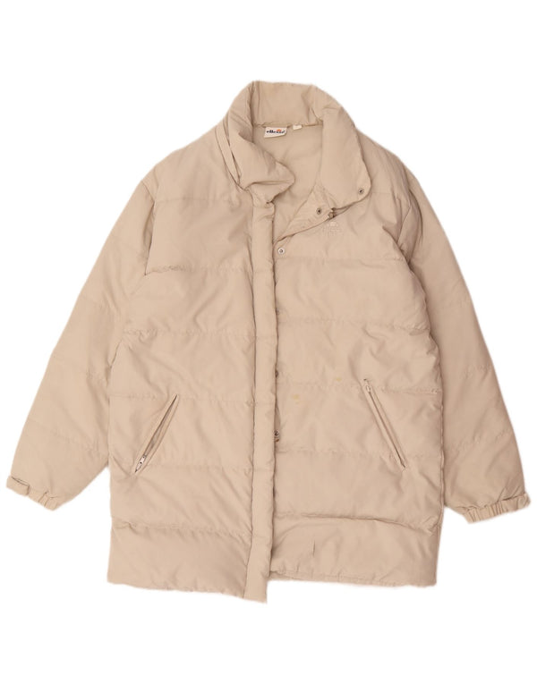 Casaco acolchoado superdimensionado feminino Ellesse UK 14 poliéster bege médio