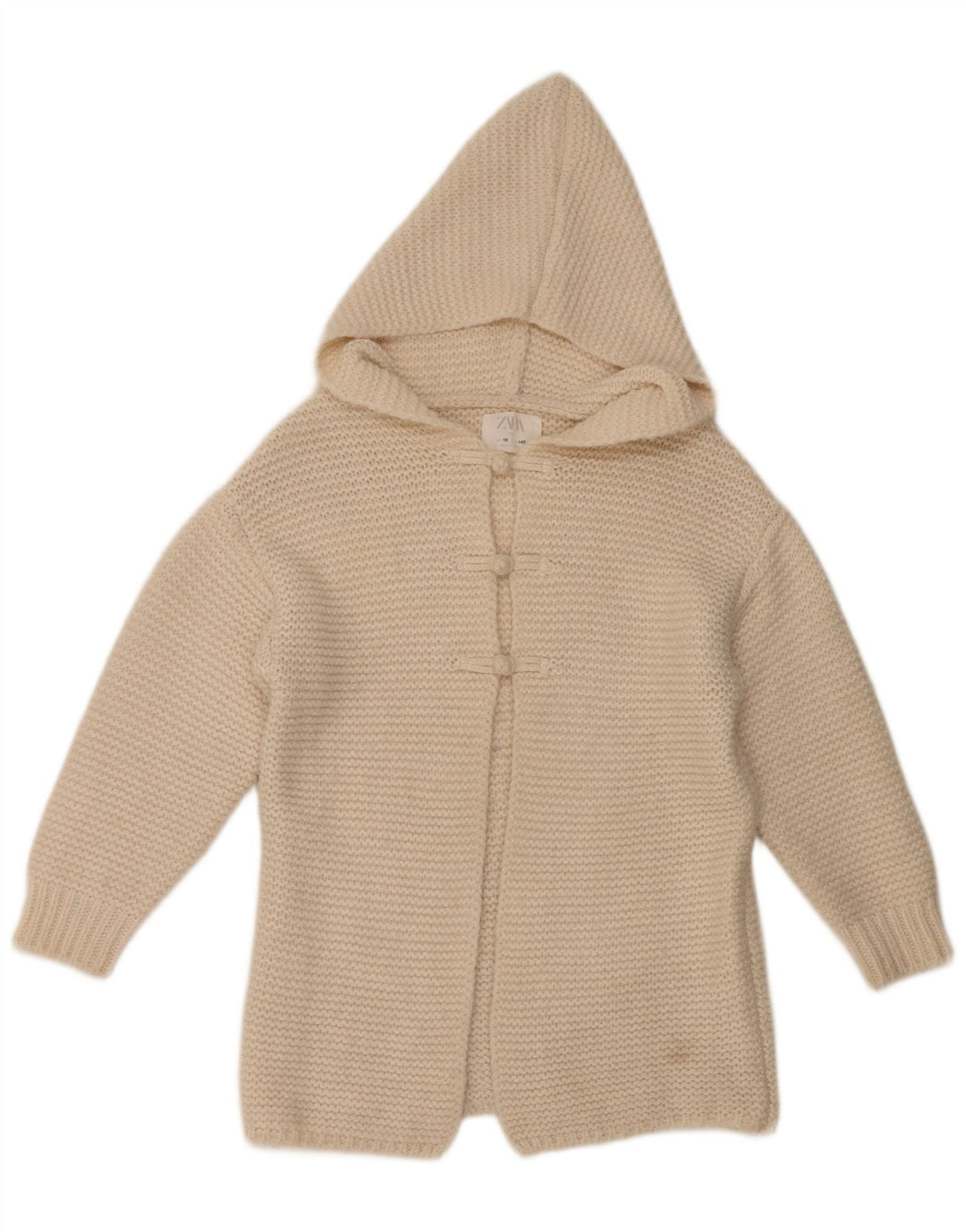 ZARA Suéter cardigã feminino com capuz e palangre 9-10 anos branco