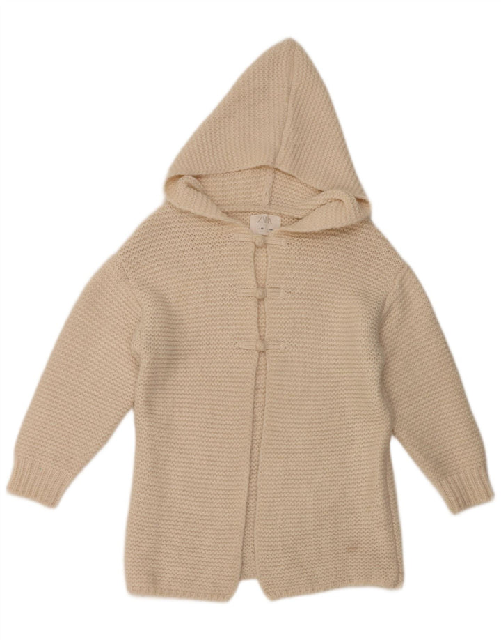 ZARA Suéter cardigã feminino com capuz e palangre 9-10 anos branco