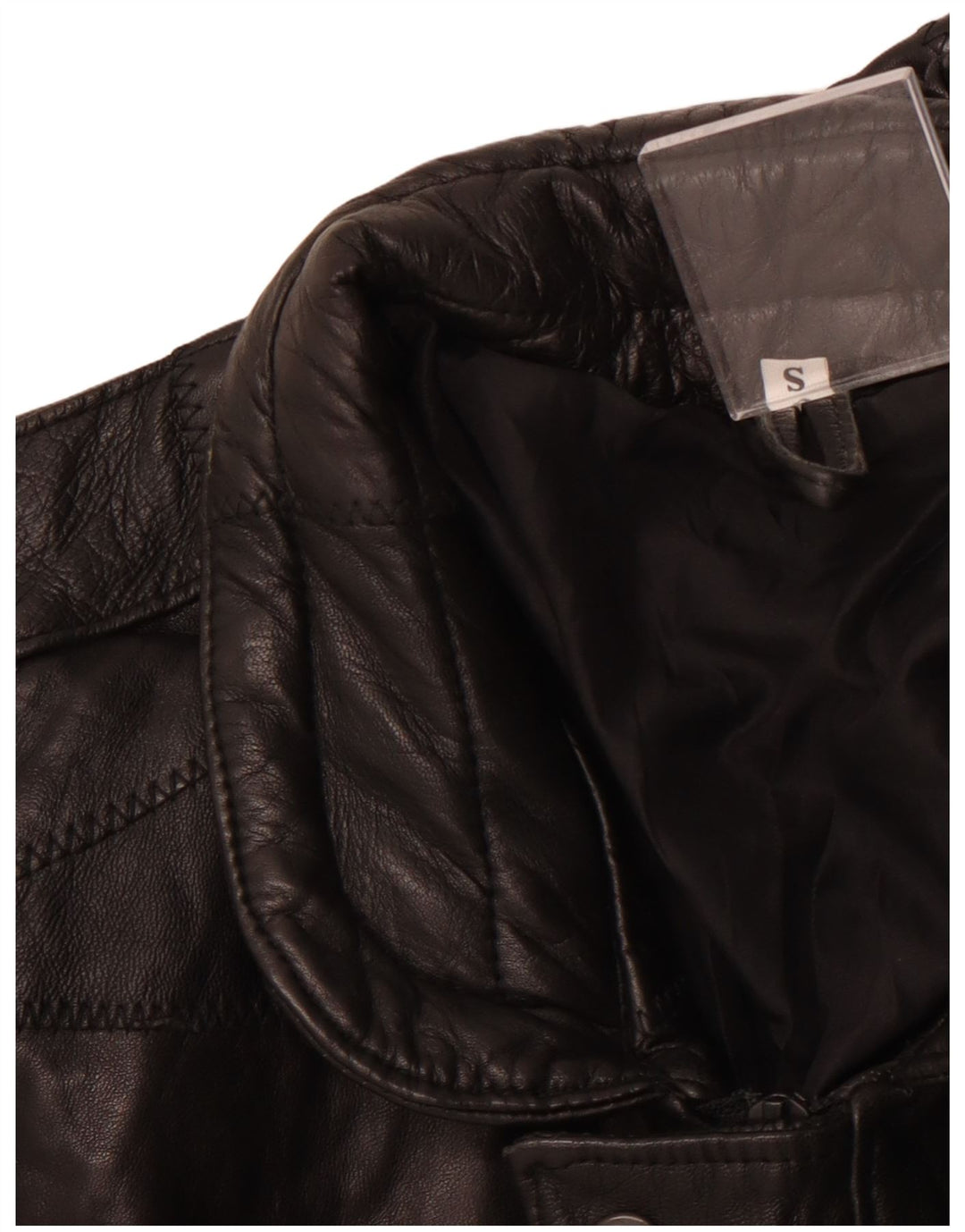 Jaqueta de couro masculina VINTAGE militar solta ajuste Reino Unido 36 pequenos retalhos pretos