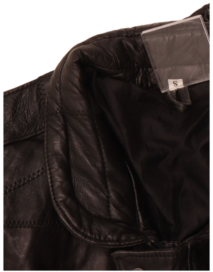 Jaqueta de couro masculina VINTAGE militar solta ajuste Reino Unido 36 pequenos retalhos pretos