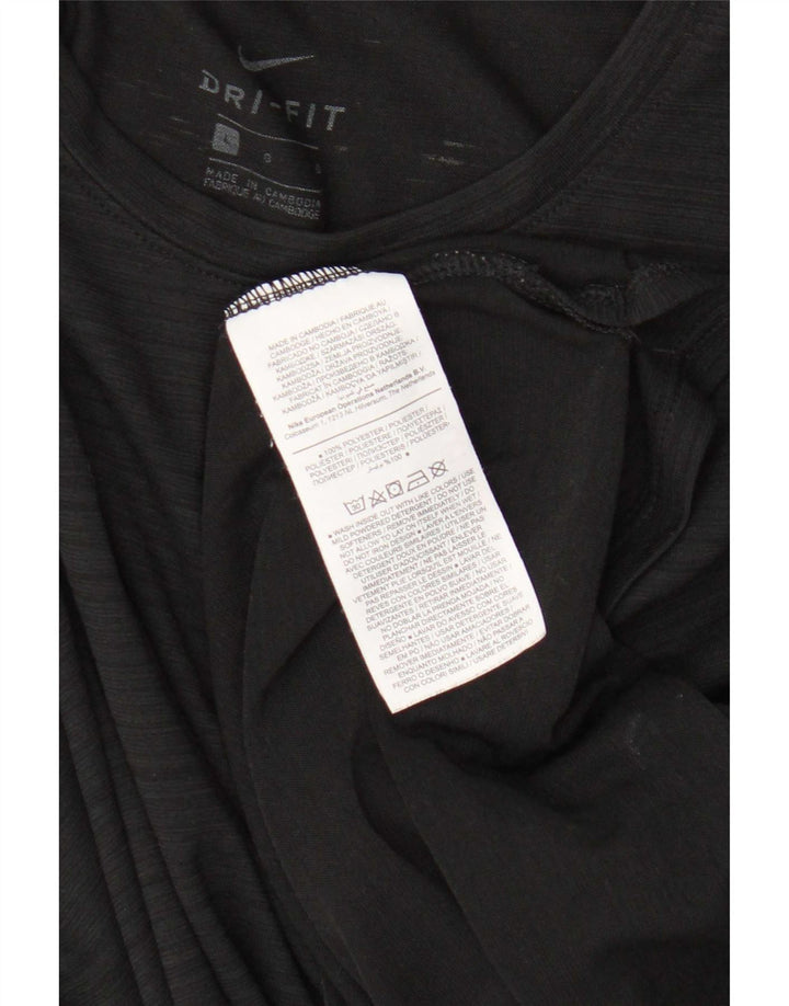 Nike Womens Dri Fit Top Manga Longa Reino Unido 16 Grande Poliéster Listrado Preto