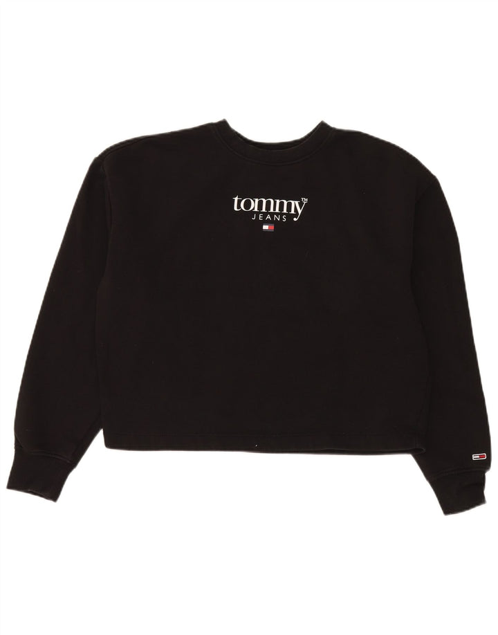 Tommy Hilfiger moletom feminino gráfico oversized jumper Reino Unido 10 pequeno preto