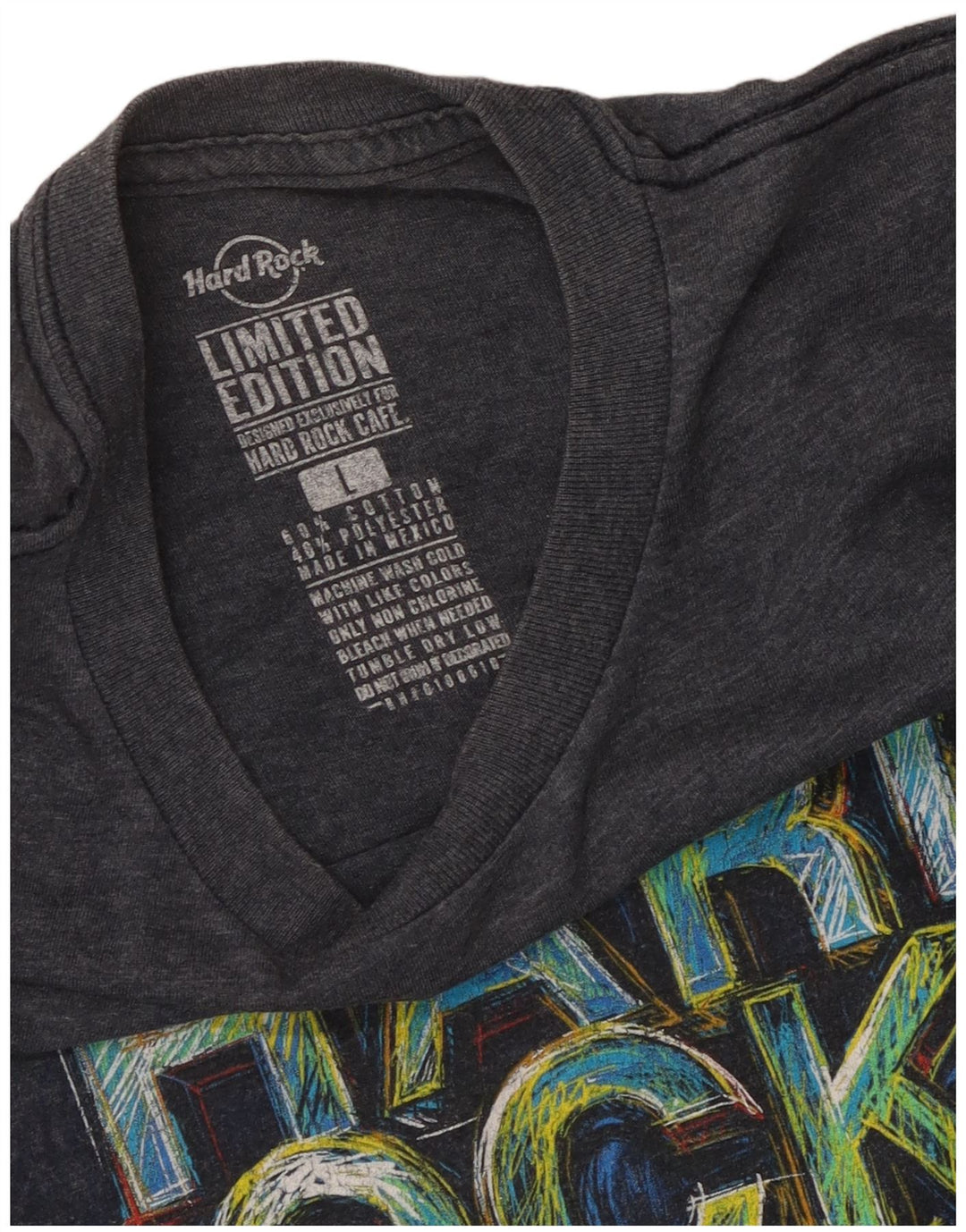 Camiseta masculina Hard Rock Cafe Praga com estampa gráfica grande algodão cinza