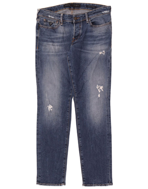 Guess Mens Sonny Distressed Tapered Jeans W31 L30 Azul Algodão