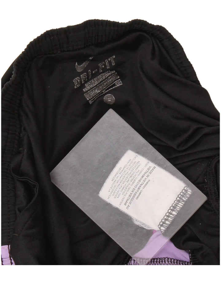 Shorts esportivo feminino NIKE Dri Fit UK 10 pequeno preto colorblock poliéster