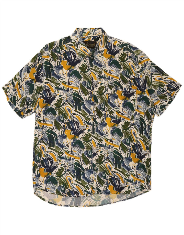 Camisa masculina Papillon com estampa abstrata de manga curta média multicolorida