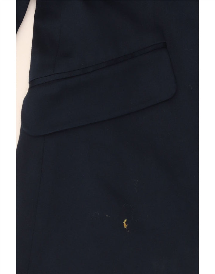 Jaqueta blazer feminina Marks & Spencer com 1 botão Reino Unido 10 algodão azul marinho pequeno