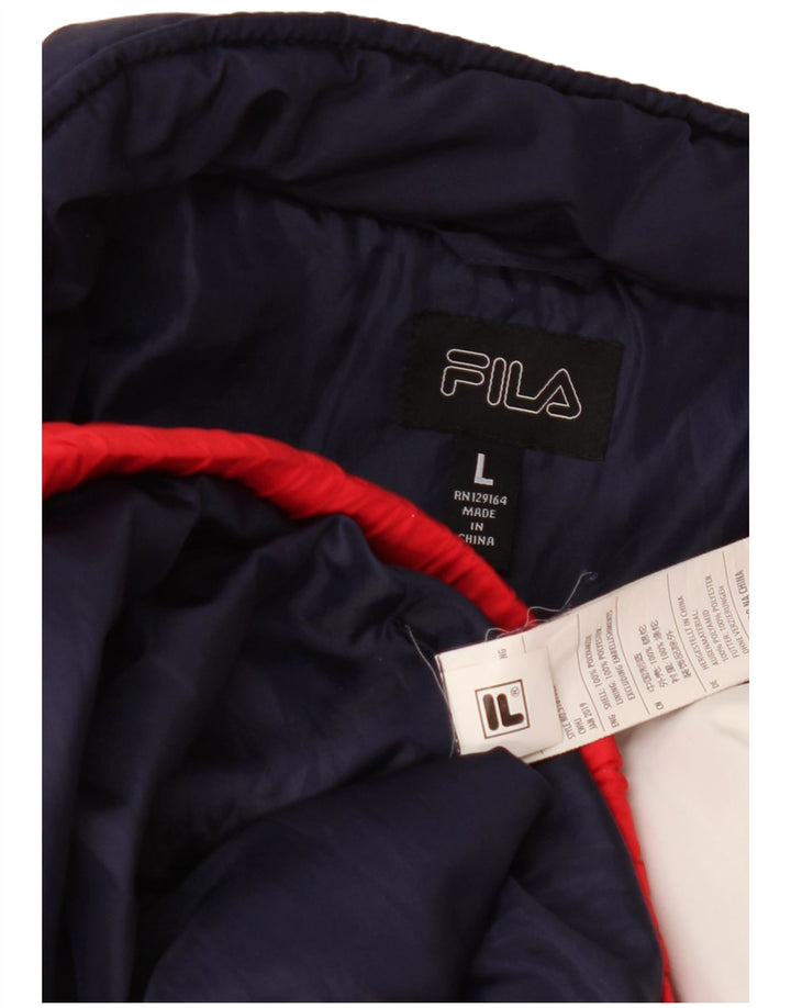 Jaqueta feminina Fila Crop acolchoada UK 16 grande bloco colorido multicolorido