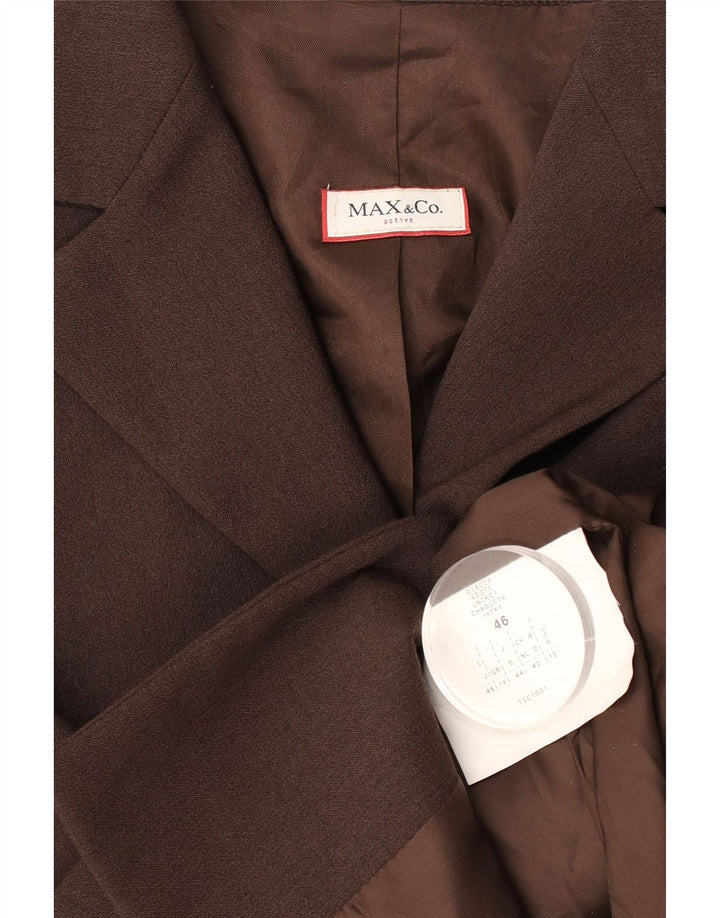 Jaqueta blazer feminina de 3 botões Max & Co. Reino Unido 14 poliéster marrom médio