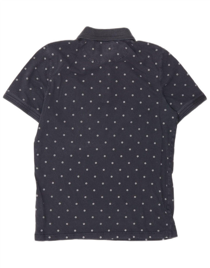 Camisa polo masculina Ted Baker pequena algodão manchado azul marinho