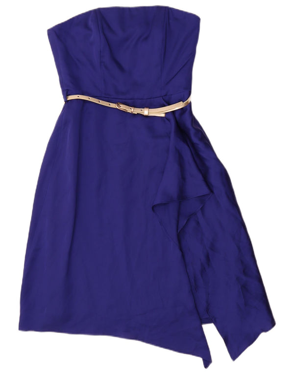 Vestido feminino assimétrico sem alças Coast UK 6 XS azul poliéster