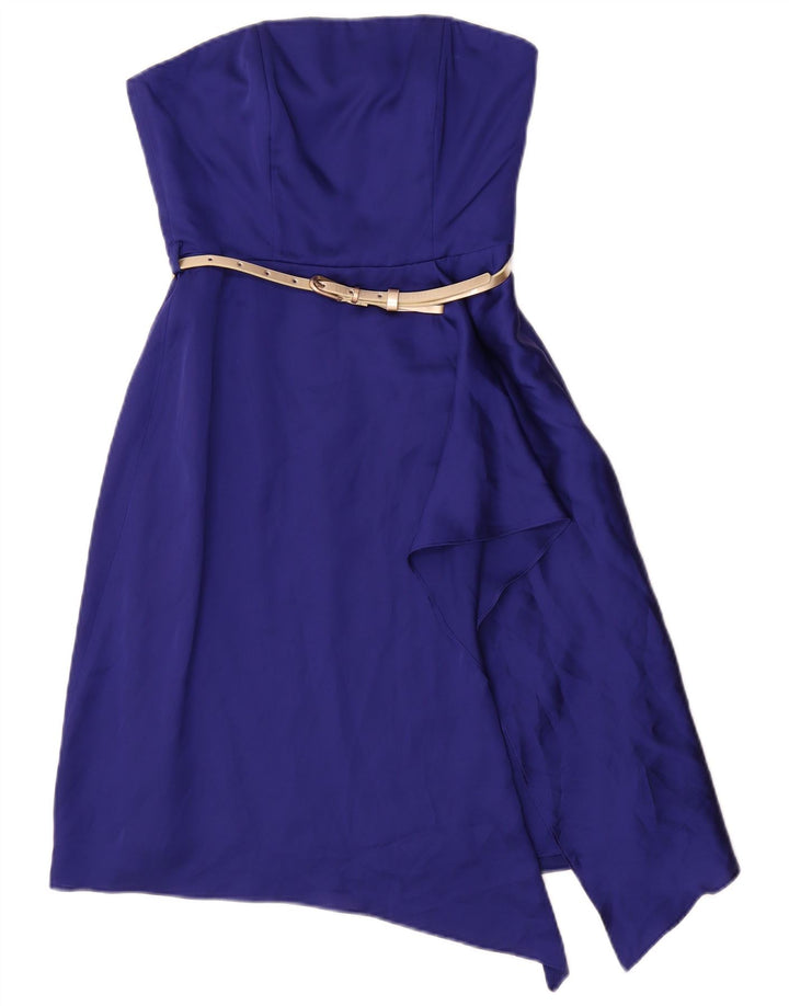 Vestido feminino assimétrico sem alças Coast UK 6 XS azul poliéster