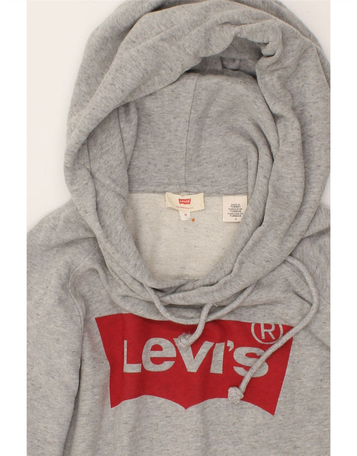 LEVI'S Womens Graphic Hoodie Jumper UK 14 Medium Grey Cotton Vintage Levi's and Second-Hand Levi's from Messina Hembry 
