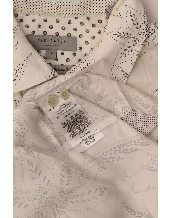 Camisa masculina de manga curta TED BAKER tamanho 4 grande algodão floral branco