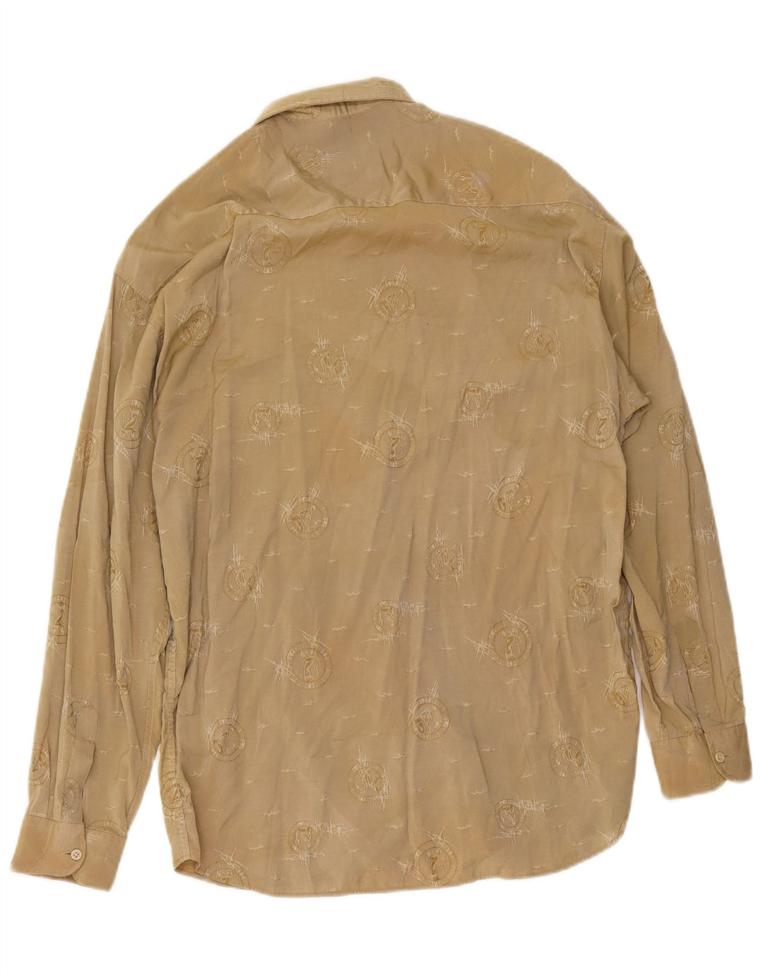 Camisa Mac Fashion Masculina Padrão Abstrato Grande Bege